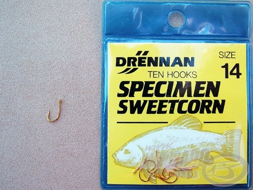 A csemegekukorica csalihoz nagyon jó választás a Specimen Sweetcorn horog, amely köríves öblű, a kukoricaszem könnyen felfűzhető rá, illetve igazodik a csali színéhez is