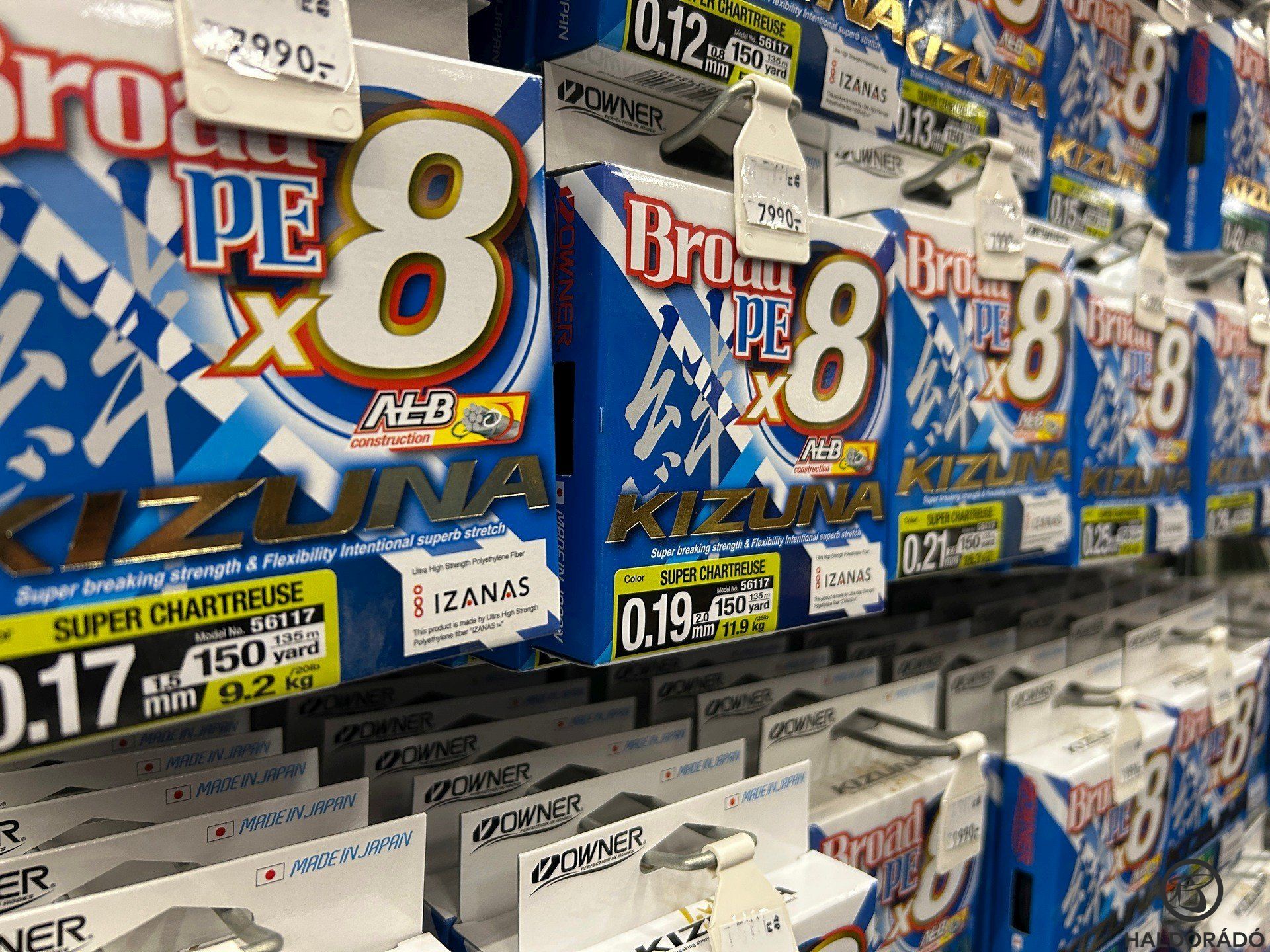 Az Owner Kizuna fonott zsinór család elérhető a közkedvelt Super Chartreuse színben is