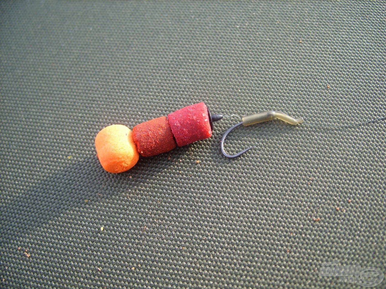 1. csalikombináció: 1 szem Magyar Betyár Top 10 Carp Pellet + 1 szem Tüzes Ponty Top 10 Carp Pellet 1 db 12 mm-es Chilis Fahéj ízű Fluo Oldódó Lebegő Pellettel kikönnyítve. Ez az összeállítás volt az etetőanyaggal leginkább harmonizáló és egyben a legtöbb kapitális egyedet elcsábító változat