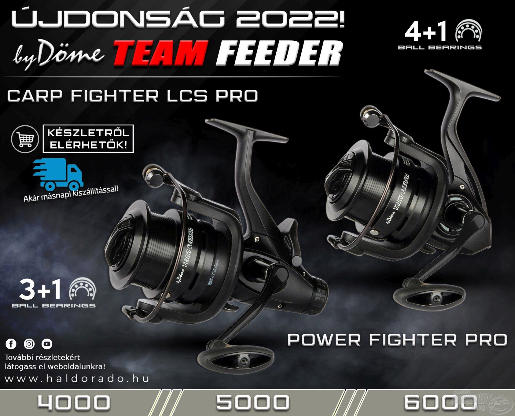 Büszkén mutatjuk be a By Döme TEAM FEEDER orsócsalád legújabb tagjait, a Carp Fighter LCS Pro, illetve Power Fighter Pro kollekciót! Ez a két típus a palettánk legnépszerűbb, legnagyobb darabszámban értékesített orsóinak továbbfejlesztett utódja