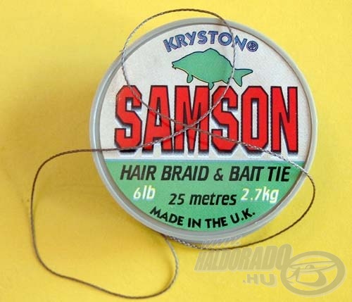A Samson hajszálelőke a hajszálelőkés módszer kedvelőinek lehet nélkülözhetetlen. Könnyedén köthetünk belőle csúszó kötést, s így a bojli és horog közti távolságot praktikusan és gyorsan beállíthatjuk.