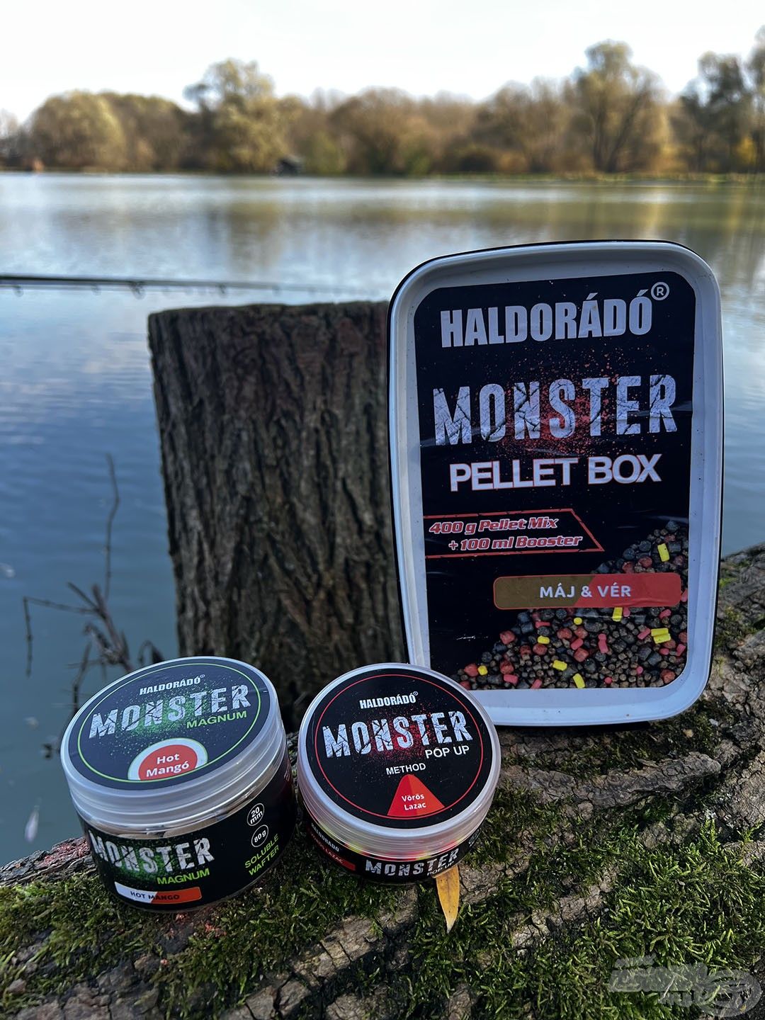 A kosárba a Haldorádó MONSTER Pellet Box Máj & Vér került, míg a legeredményesebb csalikombináció a MONSTER MAGNUM Hot Mangó + MONSTER Pop UP Vörös Lazac volt