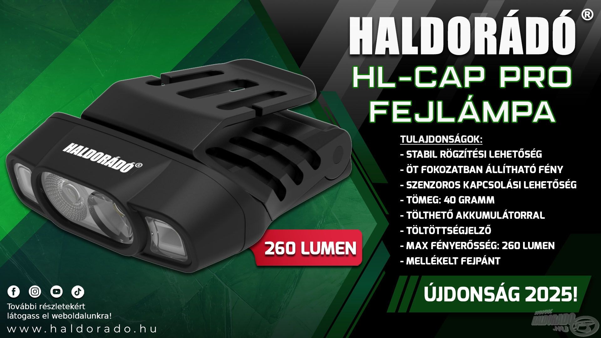 A HL-Cap Pro egy baseballsapkára is rögzíthető fejlámpa