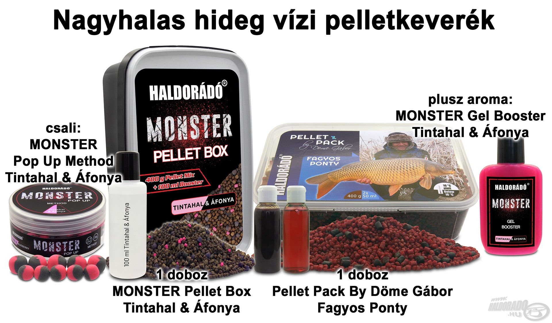 Nagyhalas hideg vízi pelletkeverék