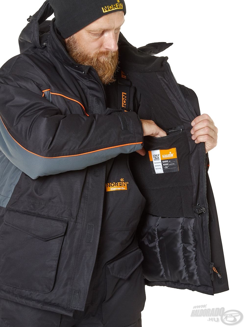 Sok hasznos külső és belső zseb található a kabáton