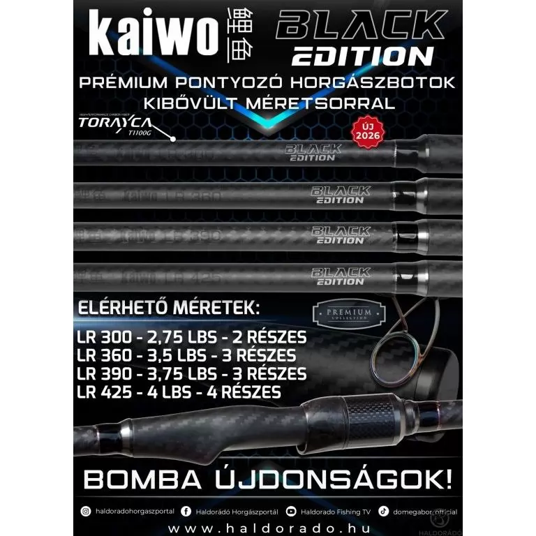 BLACK EDITION Kaiwo LR 360 3,5 Lbs távdobó horgászbot 150 méterig / 1