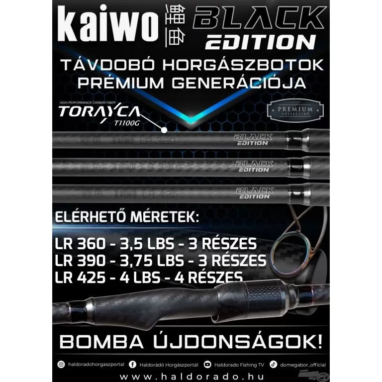BLACK EDITION Kaiwo LR 425 4 Lbs távdobó horgászbot 200 méterig / 1