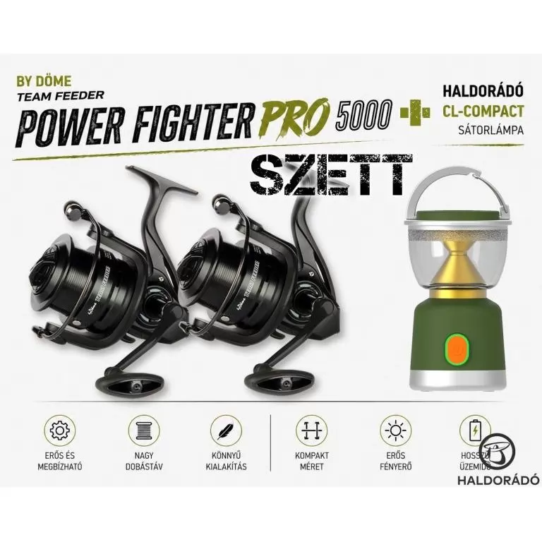 By Döme TEAM FEEDER Power Fighter Pro 5000 orsó páros + Sátorlámpa / 1