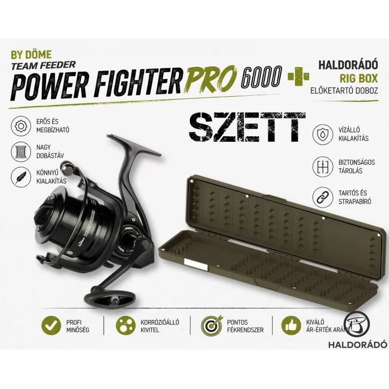 By Döme TEAM FEEDER Power Fighter Pro 6000 orsó + Feeder előketartó doboz / 1