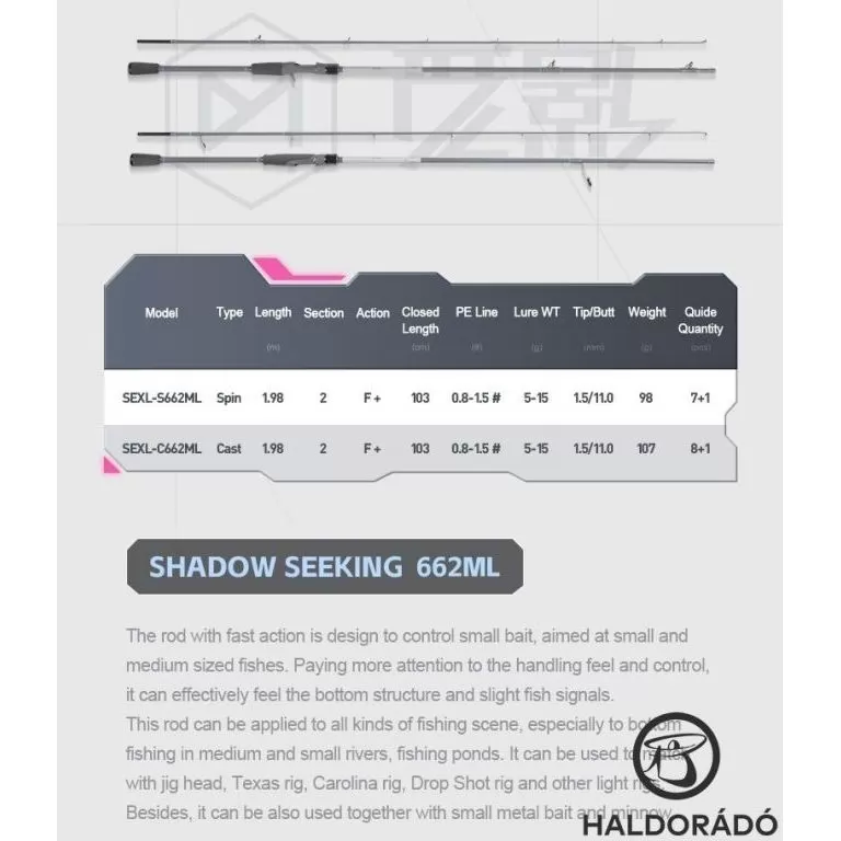 ECOODA Shadow Seeking 210M Spinning JIG-es süllős horgászbot / 7