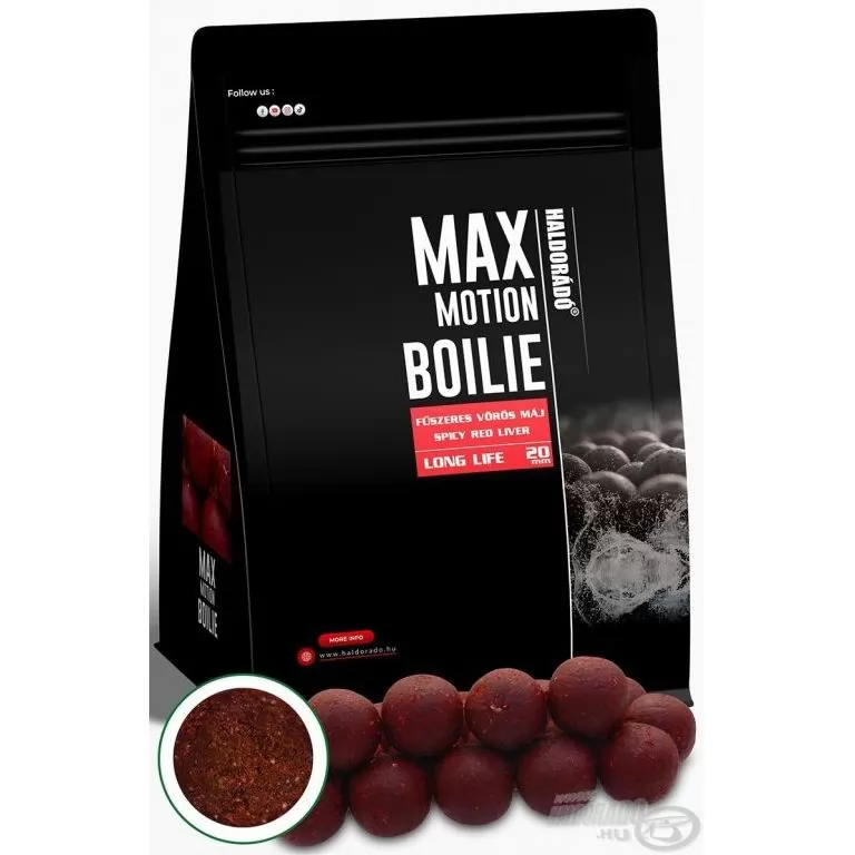 HALDORÁDÓ MAX MOTION Boilie Long Life 20 mm - Fűszeres Vörös Máj / 1