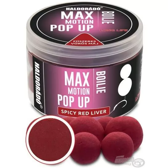 HALDORÁDÓ MAX MOTION Boilie Pop Up 16, 20 mm - Fűszeres Vörös Máj