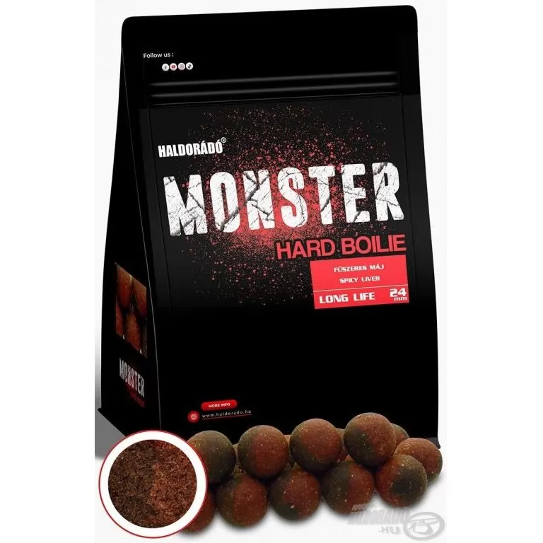 HALDORÁDÓ MONSTER Hard Boilie 24+ - Fűszeres Máj / 1