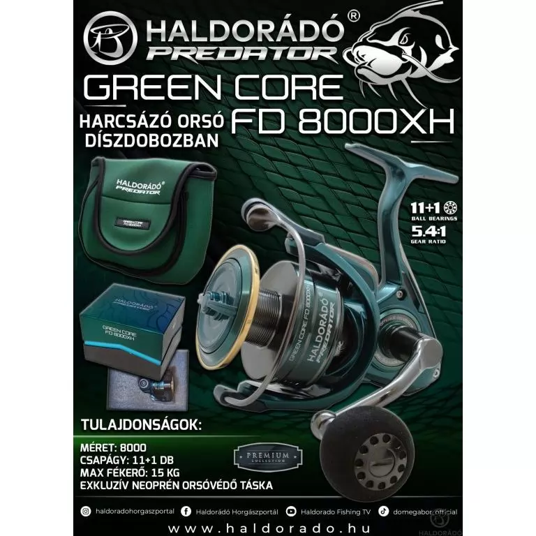 HALDORÁDÓ Predator Green Core FD 8000XH harcsázó orsó díszdobozban / 1