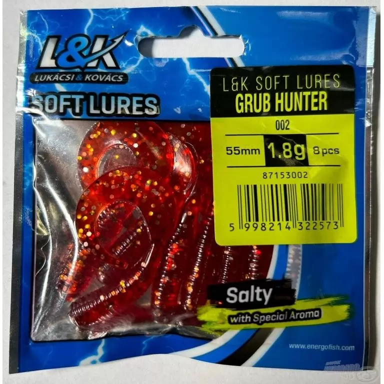 L&K Grub Hunter twister 5,5 cm - 002 piros csillámos / 2