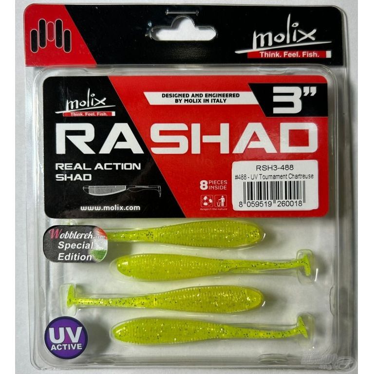 MOLIX RA SHAD 7,6 cm - UV Tournament Chartreuse