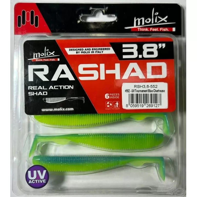 MOLIX RA SHAD 9,6 cm - UV Tournament Blue Chartreuse / 2