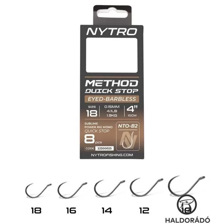 NYTRO NTO-B2 Előkötött szakáll nélküli Quick-Stop Method előke 10 cm - 12 / 0,21 mm / 1